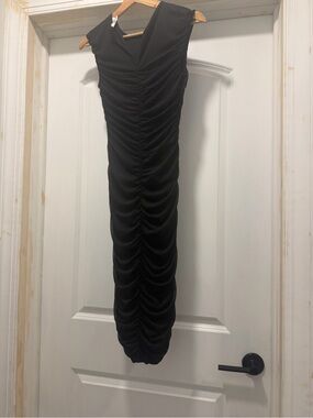 Bar III Black Ruched Midi Dress